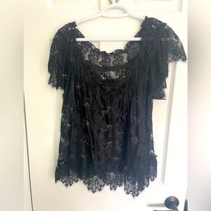 Sheer lace top from Anthropologie -no tag as it showed when you wear it
